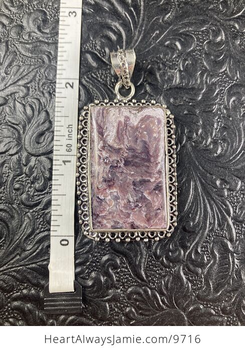 Black and Purple Charoite Crystal Stone Jewelry Pendant - #fDCjO9vf4JU-6