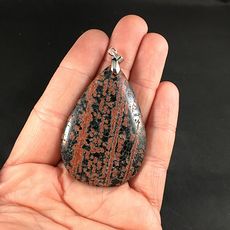 Black and Red Fireworks or Flower Obsidian Pendant #7as4I6OpBeI