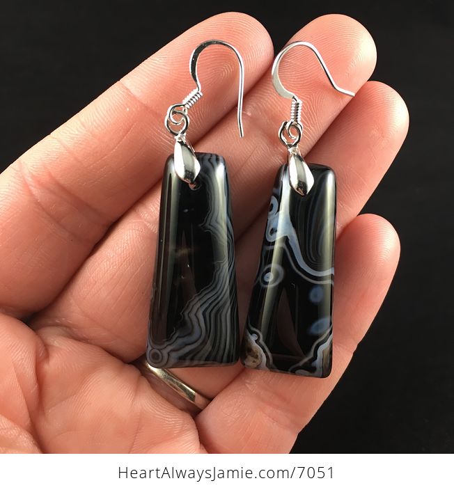 Black and White Agate Stone Jewelry Earrings - #iYcb9VSwQZk-1