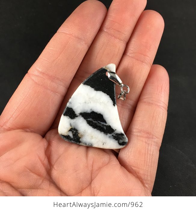 Black and White Zebra Jasper Stone Pendant Necklace - #IagdVUTKemw-2