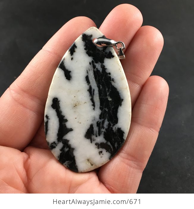 Black and White Zebra Jasper Stone Pendant Necklace - #h7qafRKc0DQ-2
