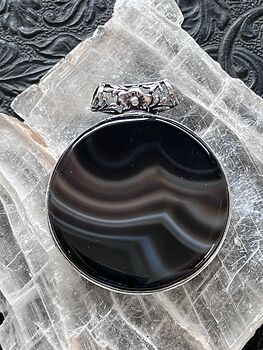 Black Banded Agate Gemstone Jewelry Crystal Pendant #BHjzBnSsYas