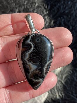 Black Banded Onyx Agate Pendant Gemstone Crystal Jewelry #6swX4arJpb0