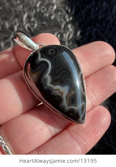 Black Banded Onyx Agate Pendant Gemstone Crystal Jewelry - #6swX4arJpb0-6