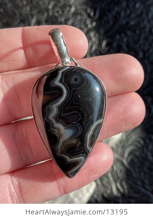 Black Banded Onyx Agate Pendant Gemstone Crystal Jewelry - #6swX4arJpb0-1