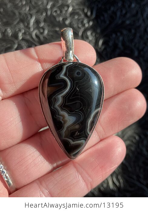 Black Banded Onyx Agate Pendant Gemstone Crystal Jewelry - #6swX4arJpb0-7