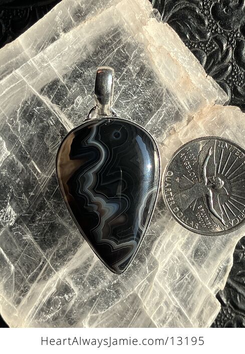 Black Banded Onyx Agate Pendant Gemstone Crystal Jewelry - #6swX4arJpb0-3