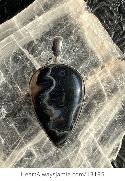 Black Banded Onyx Agate Pendant Gemstone Crystal Jewelry - #6swX4arJpb0-2