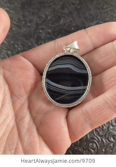 Black Banded Onyx Crystal Stone Jewelry Pendant - #0KN1sXXZ2iw-5