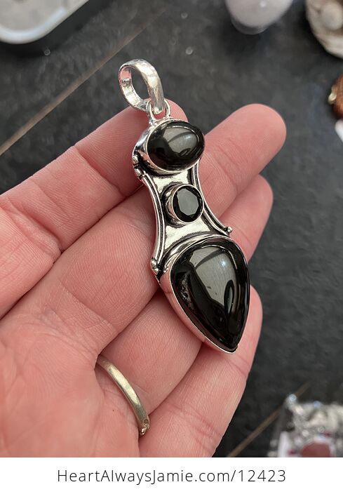 Black Chalcedony Onyx Stone Jewelry Crystal Pendant - #i8jhVklUdWg-3