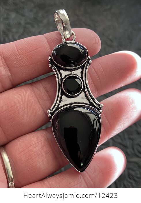 Black Chalcedony Onyx Stone Jewelry Crystal Pendant - #i8jhVklUdWg-6