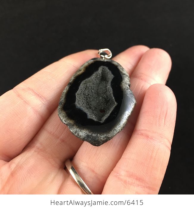 Black Druzy Agate Stone Jewelry Pendant - #Lf1GKP6L46Y-2