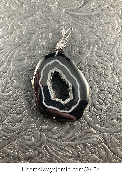 Black Druzy Geode Agate Stone Jewelry Pendant Crystal Ornament - #Bud5x7QucJ0-1