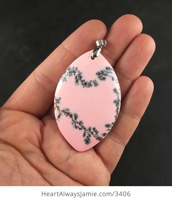 Black Flecked Pink Turquoise Stone Pendant Jewelry - #SLqIduVuQno-1