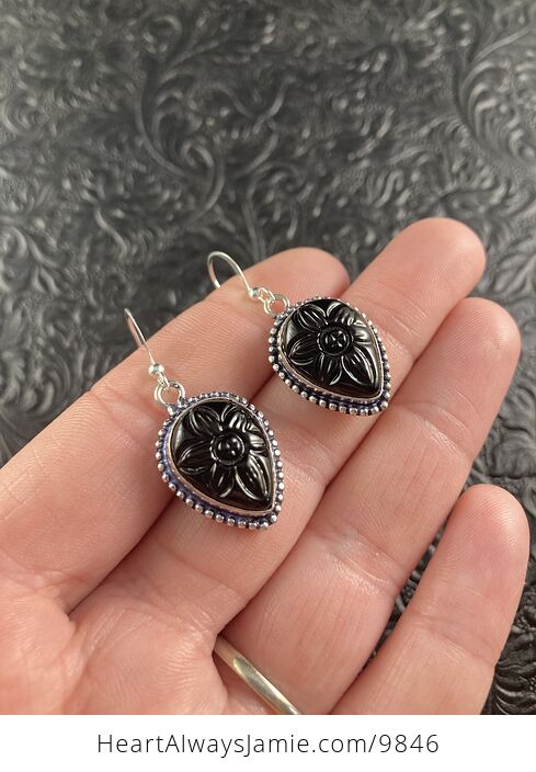 Black Glass Flower Earrings - #zWIvOUzHE7Y-1