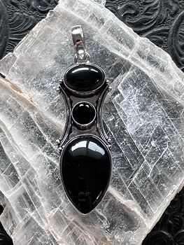 Black Jasper and Chalcedony Onyx Stone Jewelry Crystal Pendant #BkUEa5yFF1M