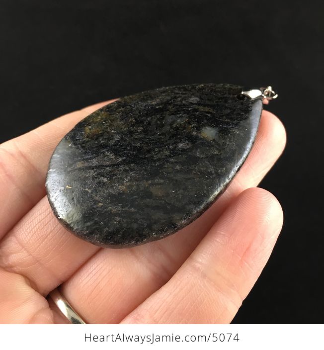 Black Jasper and Pyrite Stone Jewelry Pendant - #SJz2juoBhu4-4