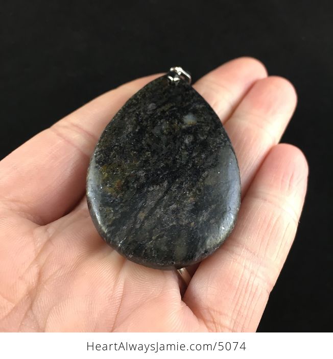 Black Jasper and Pyrite Stone Jewelry Pendant - #SJz2juoBhu4-2