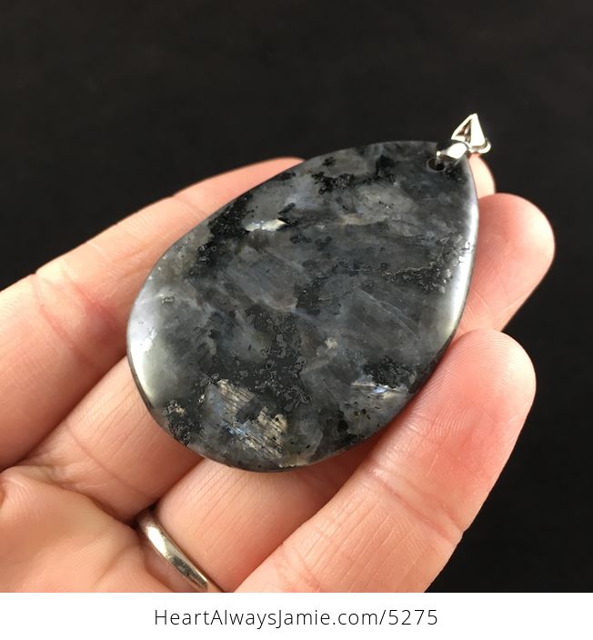 Black Labradorite Larvikite Stone Jewelry Pendant - #1vA2XfGnIgA-3