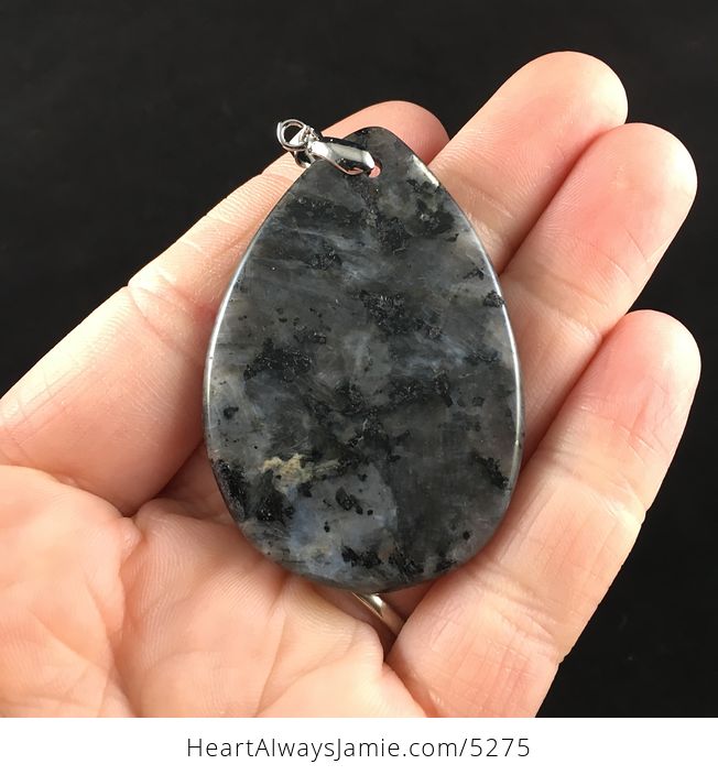 Black Labradorite Larvikite Stone Jewelry Pendant - #1vA2XfGnIgA-6