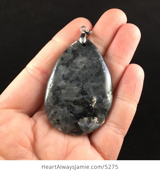 Black Labradorite Larvikite Stone Jewelry Pendant - #1vA2XfGnIgA-1