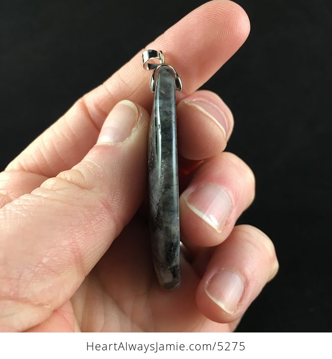 Black Labradorite Larvikite Stone Jewelry Pendant - #1vA2XfGnIgA-5