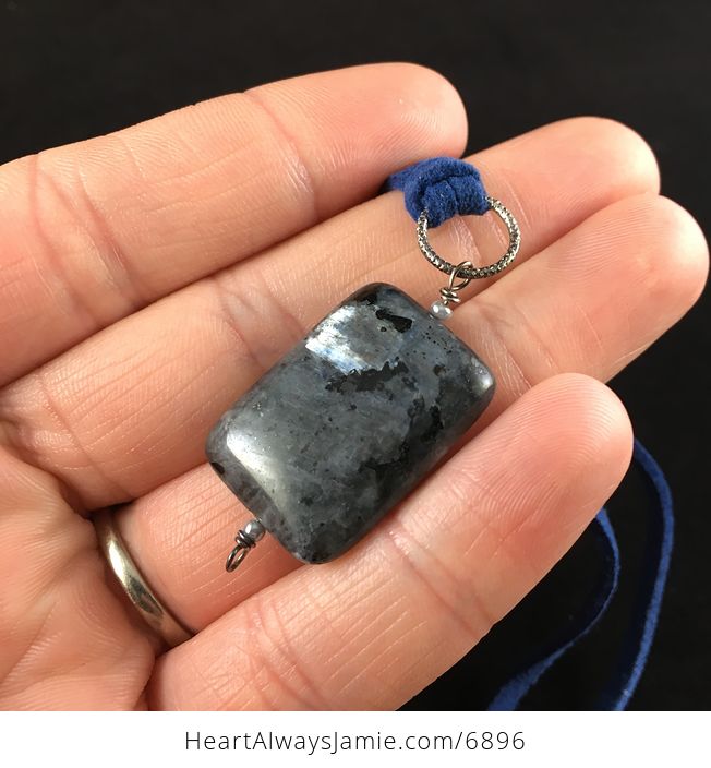 Black Labradorite Stone Jewelry Pendant Necklace - #lXFuwo6fD0k-3