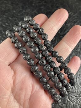 Black Lava Rock Basalt Stone 6mm Natural Gemstone Jewelry Bracelet #UCcZHdbulJI