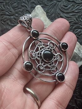 Black Obsidian Metratrons Cube Sacred Geometry Stone Crystal Pendant Jewelry #xgSw4cMzD38