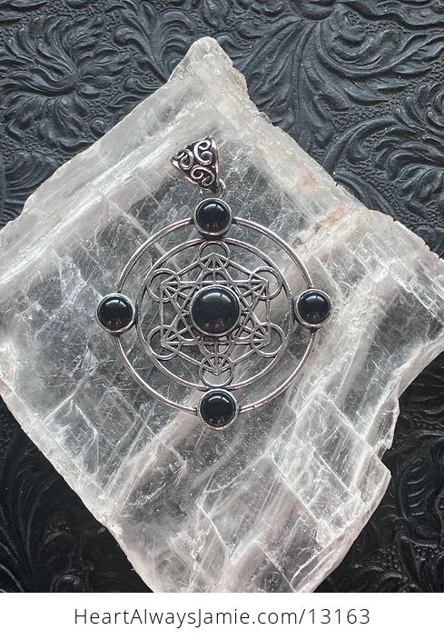 Black Obsidian Metratrons Cube Sacred Geometry Stone Crystal Pendant Jewelry - #xgSw4cMzD38-2