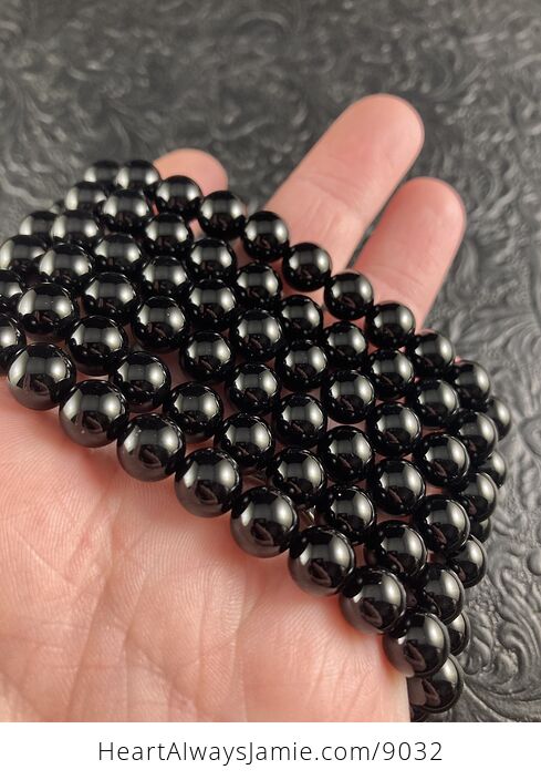 Black Onyx 8mm Natural Gemstone Jewelry Bracelet - #cUzlbxTTDM0-1