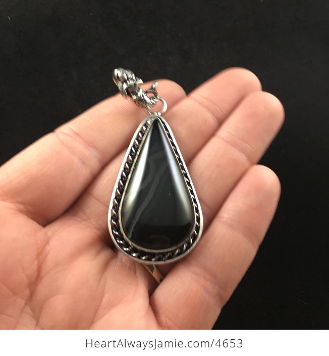 Black Onyx Agate Stone Jewelry Pendant - #YLOWKCkQuzs-2