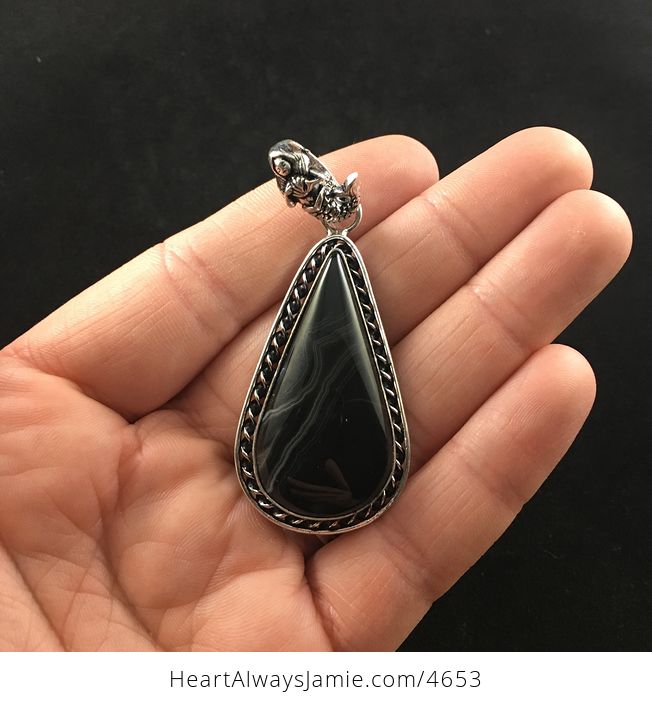 Black Onyx Agate Stone Jewelry Pendant - #YLOWKCkQuzs-1