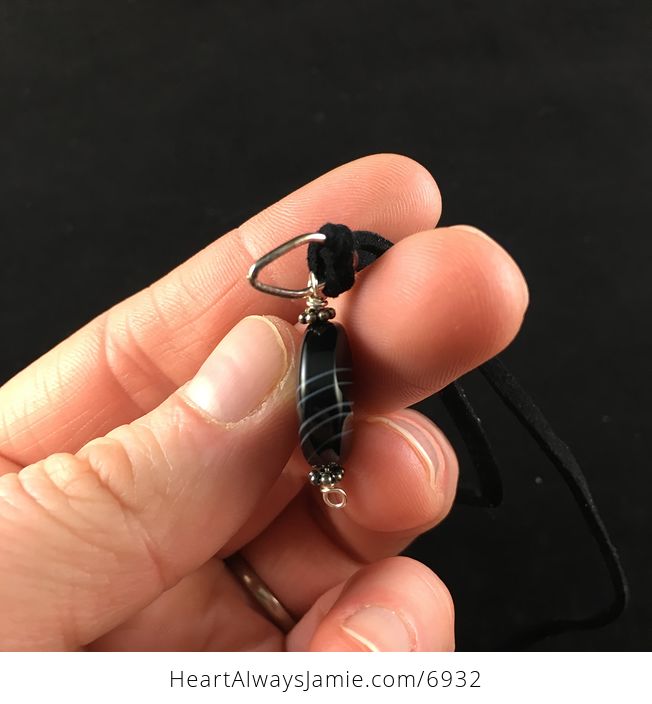 Black Onyx Agate Stone Jewelry Pendant Necklace - #2fB4BEvIpB8-3