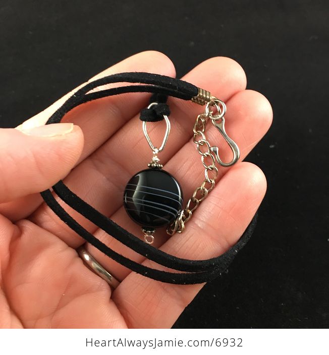 Black Onyx Agate Stone Jewelry Pendant Necklace - #2fB4BEvIpB8-2