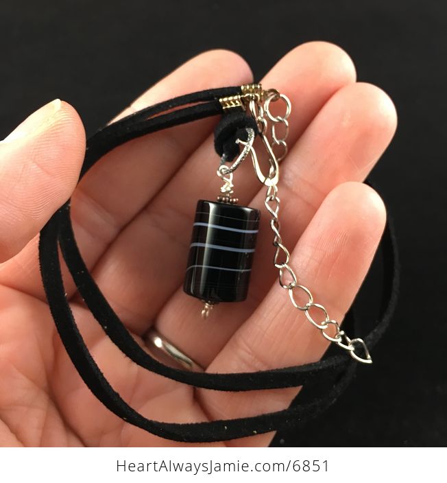Black Onyx Agate Stone Jewelry Pendant Necklace - #XOF1onvwK9c-3