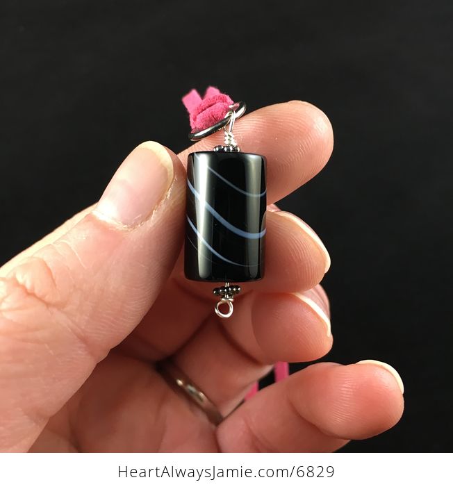 Black Onyx Agate Stone Jewelry Pendant Necklace - #sqVXrERQDh4-3