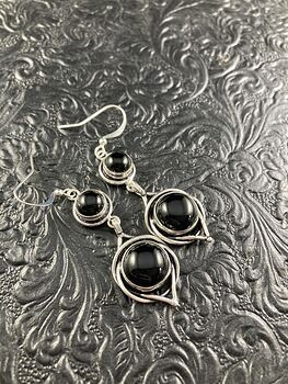 Black Onyx Stone Crystal Celtic Wiccan Knot Link Earring Jewelry #PHUsk4flc3I