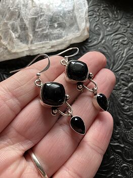 Black Onyx Stone Crystal Jewelry Earrings #9jqWJtebx0w