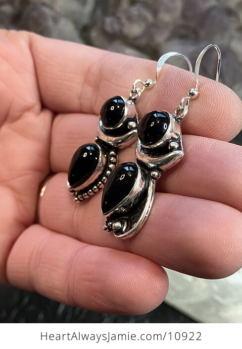 Black Onyx Stone Crystal Jewelry Earrings - #ETmoNRYGCVU-3