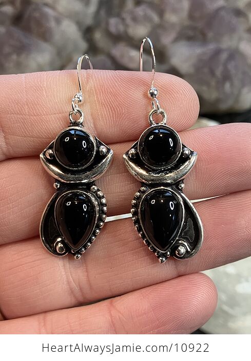 Black Onyx Stone Crystal Jewelry Earrings - #ETmoNRYGCVU-1