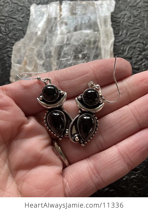 Black Onyx Stone Crystal Jewelry Earrings - #hljggrPMdw0-4