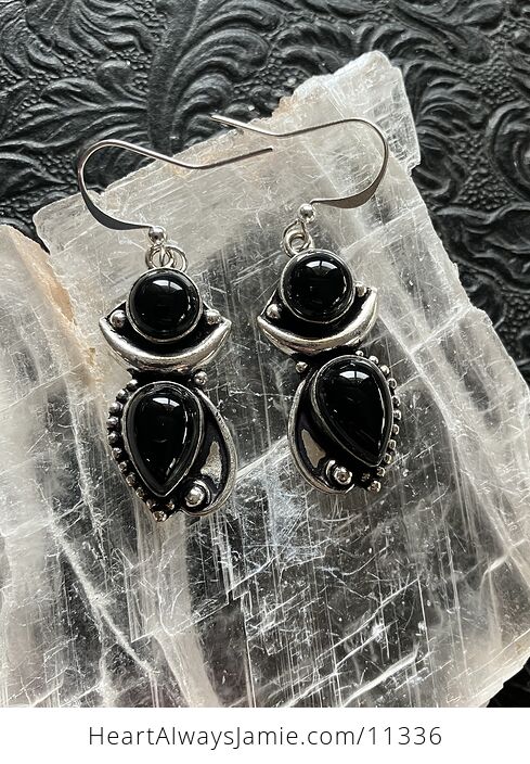 Black Onyx Stone Crystal Jewelry Earrings - #hljggrPMdw0-1