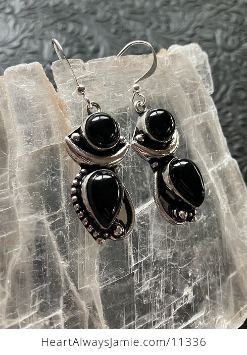 Black Onyx Stone Crystal Jewelry Earrings - #hljggrPMdw0-3