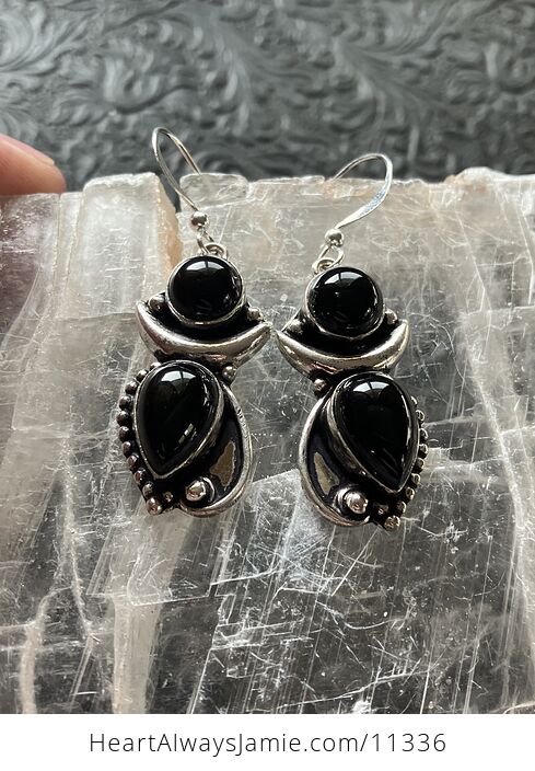 Black Onyx Stone Crystal Jewelry Earrings - #hljggrPMdw0-2