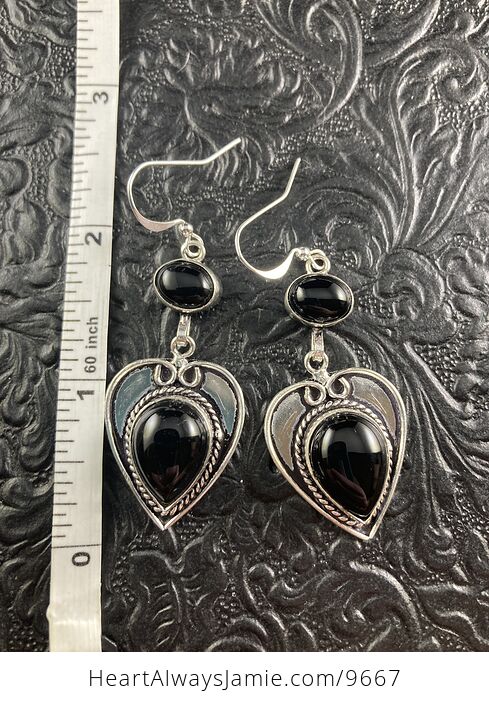 Black Onyx Stone Heart Earrings Crystal Jewelry - #dOwchnJnYeA-6