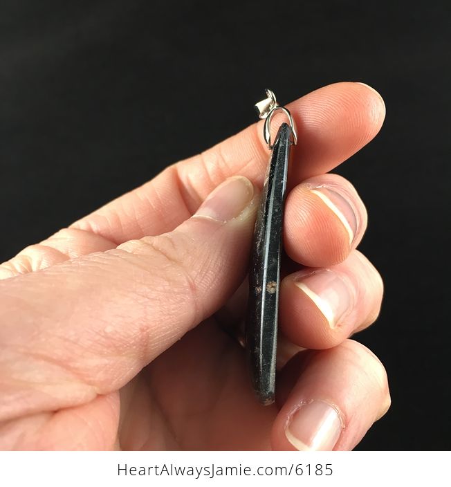 Black Plumite Jasper Stone Jewelry Pendant - #c6Q2FnGipeU-5