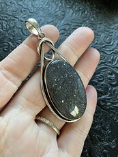 Black Sunstone Crystal Stone Jewelry Pendant #zQ6vZTTdgCg