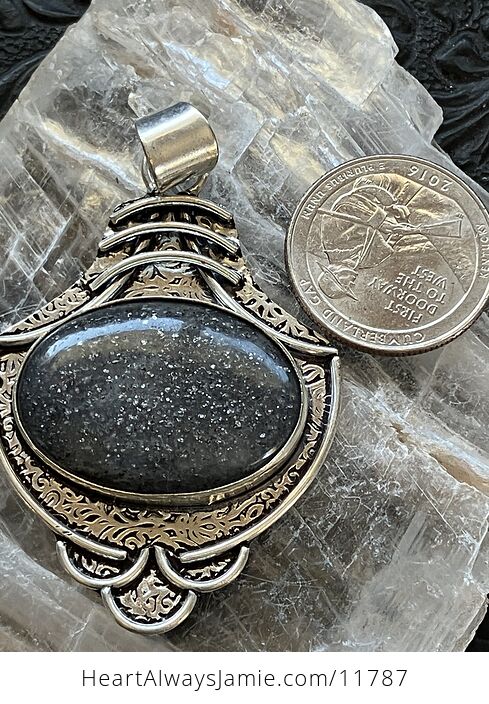 Black Sunstone Crystal Stone Jewelry Pendant - #Cy7N1D56zZM-6