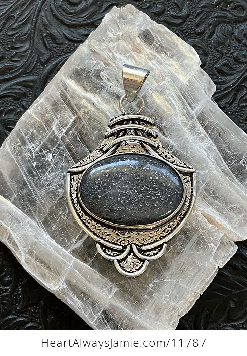 Black Sunstone Crystal Stone Jewelry Pendant - #Cy7N1D56zZM-7